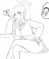 alternate_outfit artist:reia character:doodle_sensei_(blue_archive) character:noa_(blue_archive) character:sensei_(blue_archive) gyaru halo in-series_category:millenium_science_school in-series_category:seminar leopard_print mechanical_halo meta:work-in-progress monochrome ponytail series:blue_archive sweater // 1679x2021 // 461KB