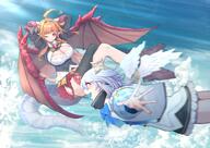 artist:mikan blue_eyes body_wings character:amane_kanata character:kiryu_coco dragon_girl dragon_horns dragon_tail dragon_wings feathered_wings hair_braid horns in-series_category:generation_4 in-series_category:hololive_japan long_hair orange_hair pointed_ears purple_eyes series:hololive short_hair tail white_hair // 3541x2508 // 1.0MB