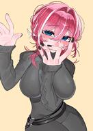 alternate_outfit artist:yupimaru bird_girl blue_eyes character:takane_lui flushed_face hair_braid head_wings in-series_category:hololive_japan in-series_category:holox pink_hair series:hololive short_hair sweater // 1448x2048 // 263KB