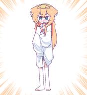 animal_ears artist:ojibi blue_eyes cat_ears cat_girl character:mari_(blue_archive) flushed_face halo in-series_category:sisterhood in-series_category:trinity_general_school long_hair orange_hair pajamas series:blue_archive shirt_only // 2733x3003 // 123KB