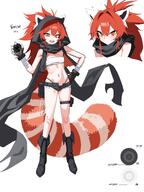 animal_ears artist:plentyofempty character:veni_(plentyofempty) english_text korean_text long_hair meta:character_sheet midriff orange_eyes orange_hair ponytail raccoon_ears raccoon_girl raccoon_tail sarashi series:original short_shorts // 3000x4000 // 649KB