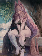 alternate_outfit animal_ears artist:thiccborb bodysuit character:pozyomka_(arknights) flushed_face in-series_category:lupo in-series_category:ursus_(nation-state) long_hair pink_eyes pink_hair series:arknights wolf_ears wolf_girl // 1838x2450 // 4.7MB