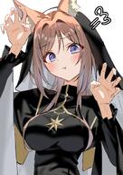 alternate_outfit artist:much blue_eyes brown_hair cat_ears character:himesaki_rinami_(gakuen_idolmaster) nun pouty_face series:gakuen_idolmaster series:idolmaster side_boob // 850x1200 // 152KB
