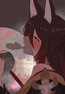 animal_ears artist:metora brown_hair character:tingyun_(honkai:_star_rail) eye_liner fellatio flushed_face fox_ears fox_girl green_eyes hidden_sex long_hair saliva_string series:honkai series:honkai:_star_rail silhouette steaming_body // 1668x2388 // 1.4MB