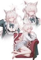animal_ears artist:mellow cat_ears cat_girl cat_tail character:akira_(blue_archive) halo in-series_category:dorm_supervisory_unit in-series_category:seven_prisoners in-series_category:wild_hunt_academy_of_arts lingerie long_hair nipple_slip peek pink_eyes pink_hair series:blue_archive tail // 1744x2522 // 399KB