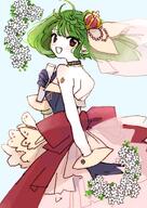 artist:yasu_urayaka dress green_hair hair_accessories hair_braid low-cut_dress red_eyes series:original short_hair veil // 2480x3508 // 794KB