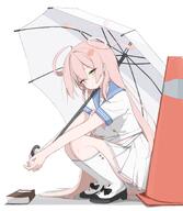ahoge artist:tantaru character:hanako_(blue_archive) green_eyes hair_braid halo in-series_category:make-up_work_club in-series_category:trinity_general_school long_hair midriff pink_hair series:blue_archive teasing // 1253x1444 // 158KB