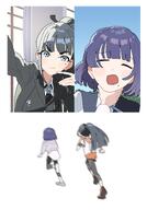 artist:dismal_poop beauty_mark black_hair camera_pov character:amaya_tsubame_(gakuen_idolmaster) character:hataya_misuzu_(gakuen_idolmaster) comic green_eyes long_hair ponytail purple_hair series:gakuen_idolmaster series:idolmaster short_hair // 2267x3242 // 513KB