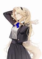 alternate_outfit animal_ears artist:joshua_(alililililili) blonde_hair blue_eyes character:kristen_(arknights) dog_ears dog_girl dog_tail in-series_category:columbia in-series_category:perro series:arknights tail // 1450x2048 // 233KB
