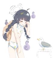 artist:Patanda black_hair character:miyu_(blue_archive) character:miyu_(swimsuit)_(blue_archive) hair_braid halo in-series_category:rabbit_squad in-series_category:SRT_special_academy long_hair series:blue_archive swimsuit tears twin_tails // 2670x2870 // 1.3MB