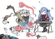 animal_ears artist:mutomorokoshi blue_hair character:doctor_(arknights) character:lappland_(arknights) character:lappland_the_decadenza_(arknights) character:togawa_sakiko eye_scar in-series_category:ave_mujica in-series_category:lupo in-series_category:siracusa long_hair messy_hair series:arknights series:bang_dream! series:bang_dream!_it's_mygo!!!! tail twin_tails white_eyes white_hair wolf_ears wolf_girl wolf_tail // 2048x1469 // 866KB