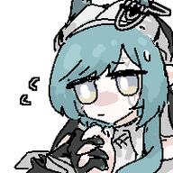 artist:grape blue_eyes blue_hair character:xaihi demon_horns horns in-series_category:sarkaz pointed_ears series:arknights series:arknights:_endfield // 200x200 // 4.1KB
