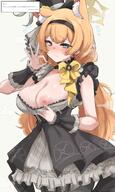 animal_ears artist:machismo blue_eyes cat_ears cat_girl character:mari_(blue_archive) character:mari_(idol)_(blue_archive) flushed_face hair_accessories halo idol_outfit in-series_category:antique_seraphim in-series_category:sisterhood in-series_category:trinity_general_school japanese_text large_areolae long_hair orange_hair peek pov series:blue_archive steaming_body sweaty teasing twin_tails // 1350x2250 // 2.6MB