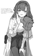 artist:death_unagi character:doctor_(arknights) character:priestess_(arknights) in-series_category:predecessor japanese_text long_hair monochrome series:arknights // 2488x3412 // 2.2MB