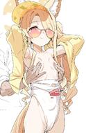 animal_ears armpit artist:clearite blonde_hair character:seia_(blue_archive) character:seia_(swimsuit)_(blue_archive) fox_ears fox_girl halo in-series_category:tea_party in-series_category:trinity_general_school long_hair nipple_play nipple_slip orange_eyes series:blue_archive side_ponytail sunglasses swimsuit // 791x1226 // 162KB