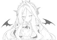 alternate_outfit artist:8quuu body_wings character:hina_(blue_archive) demon_horns demon_wings halo horns in-series_category:gehenna_academy in-series_category:prefect_team maid mechanical_halo monochrome series:blue_archive // 2048x1450 // 249KB