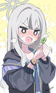 artist:aibon character:konoka_(blue_archive) face_mask flushed_face grey_hair halo in-series_category:public_peace_bureau in-series_category:valkyrie_police_school long_hair series:blue_archive steaming_body // 800x1336 // 661KB