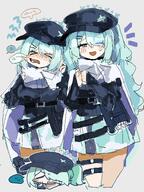 anger_vein artist:uhay character:hiyori_(blue_archive) chibi flushed_face green_eyes green_hair hair_covering_eye in-series_category:arius_satellite_school in-series_category:arius_squad long_hair series:blue_archive side_ponytail // 3078x4096 // 1.1MB