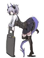 alternate_outfit artist:0w07 character:liskarm_(arknights) dragon_girl dragon_horns dragon_tail grey_hair horns in-series_category:blacksteel_worldwide in-series_category:columbia in-series_category:vouivre ponytail red_eyes series:arknights short_hair tail // 1500x2000 // 740KB