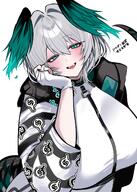 artist:dos_dos121 bird_girl character:ho'olheyak_(arknights) flushed_face green_eyes grey_hair head_wings in-series_category:columbia in-series_category:k'uk'ulkan series:arknights short_hair snake_tail // 1463x2048 // 359KB