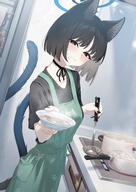 alternate_outfit animal_ears artist:pizzania_company black_eyes black_hair cat_ears cat_girl cat_tail character:kikyou_(blue_archive) halo in-series_category:allied_hyakkiyako_academy in-series_category:hyakkaryouran_conflict_resolution_council pov series:blue_archive short_hair tail // 2849x4024 // 692KB