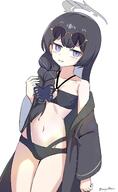 artist:threeboon black_hair character:kisaki_(blue_archive) character:kisaki_(swimsuit)_(blue_archive) grey_eyes hair_accessories hair_braid halo in-series_category:genryumon in-series_category:shanhaijing_secondary_school long_hair series:blue_archive sunglasses swimsuit // 1713x2795 // 2.2MB