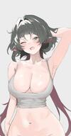 alternate_outfit animal_ears artist:lamancha black_hair character:jane_doe_(zenless_zone_zero) flushed_face green_eyes in-series_category:criminal_investigation_special_response_team rat_ears rat_girl series:zenless_zone_zero shirt_only short_hair // 627x1200 // 73KB
