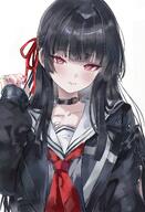 artist:origonz beauty_mark black_hair character:chisa_(wuthering_waves) long_hair red_eyes series:wuthering_waves // 2790x4096 // 1.5MB