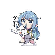 artist:a_attoo blue_eyes blue_hair character:hoshimachi_suisei chibi in-series_category:generation_0 in-series_category:hololive_japan japanese_text long_hair series:hololive // 1346x1346 // 369KB