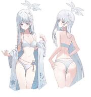 artist:ki52 character:nagusa_(blue_archive) character:nagusa_(swimsuit)_(blue_archive) hair_accessories hair_braid halo in-series_category:allied_hyakkiyako_academy in-series_category:hyakkaryouran_conflict_resolution_council long_hair series:blue_archive swimsuit white_eyes white_hair // 2288x2435 // 2.0MB