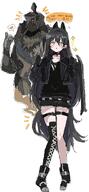 animal_ears artist:uhay black_hair cat_ears cat_girl character:dagda_(arknights) in-series_category:glasgow_gang in-series_category:victoria korean_text series:arknights yellow_eyes // 1379x2990 // 425KB
