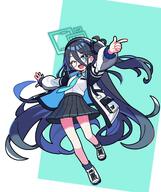 artist:poipoi_v_game blue_eyes blue_hair character:aris_(blue_archive) glasses hair_down_the_middle halo in-series_category:game_development_department in-series_category:millenium_science_school long_hair series:blue_archive side_ponytail // 1714x2048 // 287KB