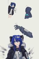 artist:kanuluillust blue_eyes blue_hair body_wings character:doctor_(arknights) character:mostima_(arknights) comic demon_horns forced_to_grab_breast halo horns in-series_category:fallen_sankta in-series_category:laterano in-series_category:sankta long_hair pov series:arknights // 1000x1500 // 101KB
