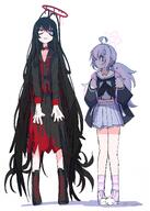 artist:dr_yamero black_hair character:reisa_(blue_archive) character:tsurugi_(blue_archive) halo in-series_category:justice_task_force in-series_category:trinity_general_school in-series_category:trinity_vigilante_crew long_hair messy_hair pink_hair purple_eyes purple_hair red_eyes series:blue_archive twin_tails // 1430x1999 // 293KB