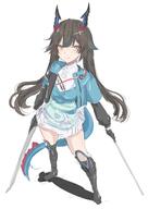 artist:ken black_hair character:ch'en_qianyu dragon_girl dragon_horns dragon_tail horns in-series_category:lung long_hair orange_eyes series:arknights series:arknights:_endfield tail twin_tails // 2025x2864 // 540KB