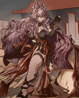 animal_ears artist:thiccborb character:pozyomka_(arknights) hair_accessories in-series_category:lupo in-series_category:ursus_(nation-state) long_hair pink_eyes pink_hair series:arknights wolf_ears wolf_girl // 4000x5000 // 17MB