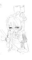 alternate_outfit artist:azk_rgr character:key_(blue_archive) hair_down_the_middle halo in-series_category:game_development_department in-series_category:millenium_science_school maid meta:cropped monochrome series:blue_archive // 1053x1958 // 135KB