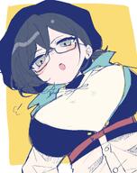 artist:naokorin_ch character:chihiro_(blue_archive) character:chihiro_(camp)_(blue_archive) glasses green_eyes halo in-series_category:millenium_science_school in-series_category:veritas mechanical_halo ponytail pov series:blue_archive short_hair // 2618x3307 // 544KB