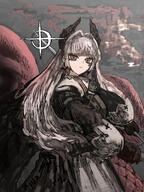 artist:thiccborb bird_girl character:irene_(arknights) eye_scar grey_eyes grey_hair head_wings in-series_category:iberia in-series_category:liberi series:arknights // 2400x3200 // 6.8MB