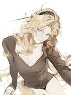alternate_outfit animal_ears artist:joshua_(alililililili) blonde_hair blue_eyes character:kristen_(arknights) dog_ears dog_girl dog_tail hair_accessories in-series_category:columbia in-series_category:perro lingerie long_hair series:arknights shirt_only tail // 1524x2048 // 305KB