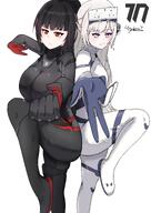 artist:hayabusa_taka beauty_mark black_hair bodysuit character:himari_(battle)_(blue_archive) character:himari_(blue_archive) character:rio_(battle)_(blue_archive) character:rio_(blue_archive) elf halo in-series_category:millenium_science_school in-series_category:seminar in-series_category:super_phenomenon_task_force long_hair mechanical_halo pointed_ears ponytail purple_eyes red_eyes series:blue_archive white_hair // 2828x4000 // 545KB