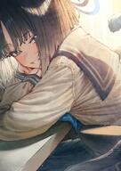 animal_ears artist:betanon black_eyes black_hair cat_ears cat_girl cat_tail character:kikyou_(blue_archive) flushed_face halo in-series_category:allied_hyakkiyako_academy in-series_category:hyakkaryouran_conflict_resolution_council pov series:blue_archive short_hair tail // 1653x2339 // 640KB