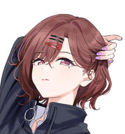artist:nonbire beauty_mark brown_hair character:higuchi_madoka_(idolmaster_shiny_colors) hair_accessories meta:cropped purple_eyes series:idolmaster series:idolmaster_shiny_colors short_hair // 1437x1542 // 1.1MB