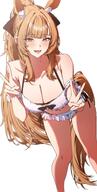 animal_ears artist:yamori blonde_hair character:blemishine_(arknights) double_v horse_ears horse_girl horse_tail in-series_category:kazimierz in-series_category:kuranta series:arknights swimsuit tail v yellow_eyes // 1931x3840 // 989KB