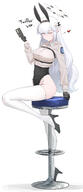 alternate_outfit artist:ryoa526 beauty_mark character:himari_(blue_archive) elf english_text flushed_face hair_accessories halo high-cut_leotard in-series_category:millenium_science_school in-series_category:super_phenomenon_task_force leotard long_hair pointed_ears purple_eyes series:blue_archive white_hair // 1660x3845 // 1.4MB