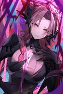 artist:mocomomomo beauty_mark character:nefarith dragon_horns eye_liner hair_braid horns purple_eyes purple_hair series:arknights:_endfield // 2701x4000 // 1.1MB