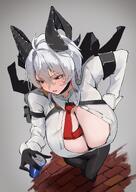 artist:nixie_8808 character:zani_(wuthering_waves) demon_horns horns office_lady red_eyes series:wuthering_waves short_hair white_hair // 2896x4096 // 739KB
