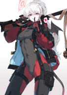 alternate_outfit artist:egg_tart body_wings bodysuit character:haruna_(blue_archive) demon_wings hair_braid halo in-series_category:gehenna_academy in-series_category:gourmet_research_society long_hair ponytail red_eyes series:blue_archive tail white_hair // 2535x3576 // 3.1MB