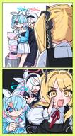 artist:jeomo blonde_hair blue_eyes blue_hair character:arona_(blue_archive) character:ibuki_(blue_archive) character:plana_(blue_archive) comic demon_horns hair_bow hair_covering_eye halo horns in-series_category:gehenna_academy in-series_category:general_student_council in-series_category:pandemonium_society in-series_category:schale in-series_category:shittim_chest long_hair pink_hair series:blue_archive short_hair white_hair yellow_eyes // 1948x3541 // 863KB