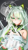 animal_ears artist:onioni_aoi cat_ears cat_girl character:kal'tsit_(arknights) character:kal'tsit_esperanta_(arknights) green_eyes hair_covering_eye in-series_category:feline in-series_category:rhodes_island long_hair series:arknights white_hair // 912x1632 // 201KB